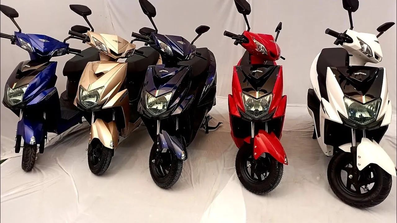 here is a image of 5 electric scooter of FUJIYAMA in a different colour