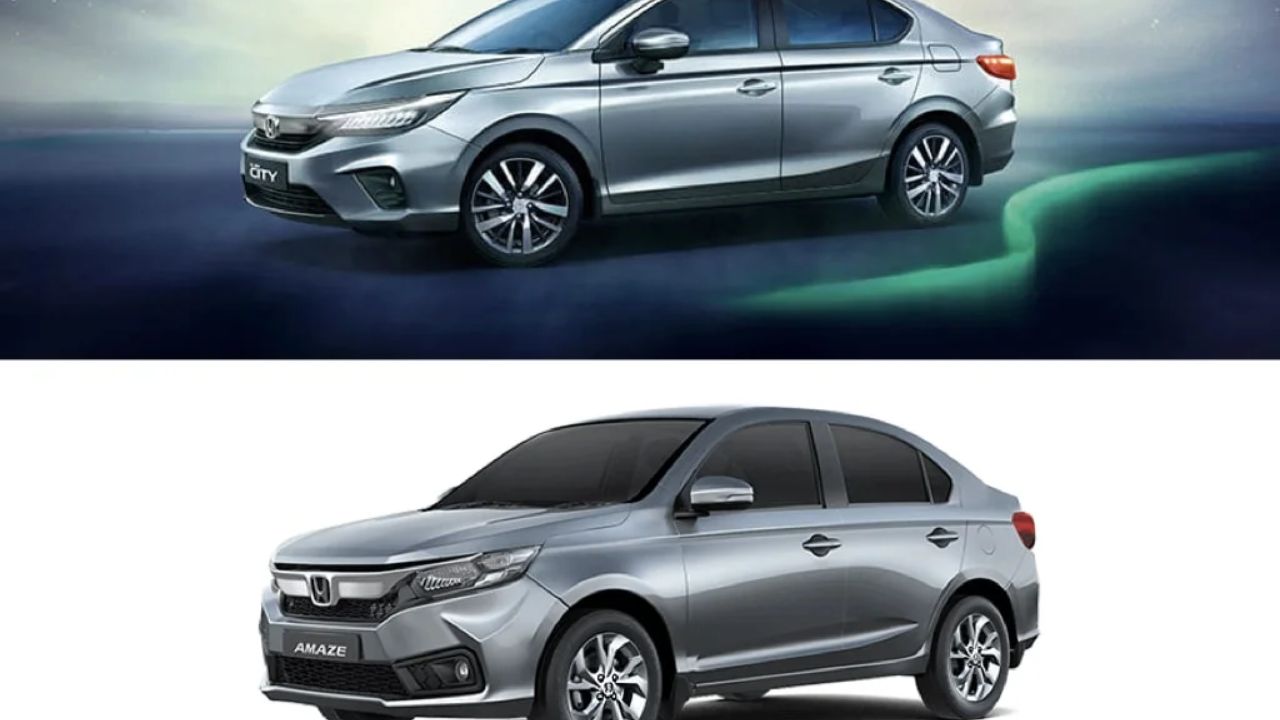Here is image of two car one is Honda city and anothere is Amaze