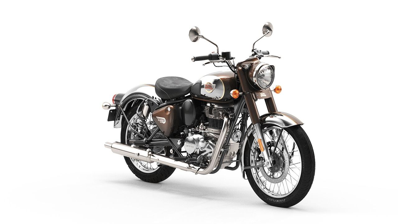 A image of Royal Enfeild Classic 650 with fully white background